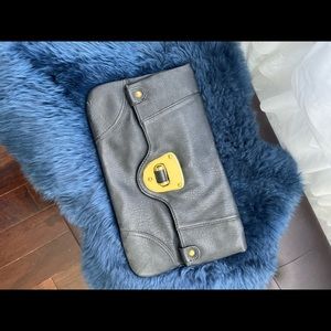 Black leather clutch